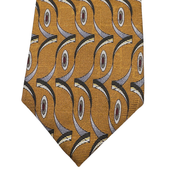 Jos A Bank 100% Silk Dress Tie Made in USA Gold Abstract Pattern‎ 58" 4" - Picture 5 of 10